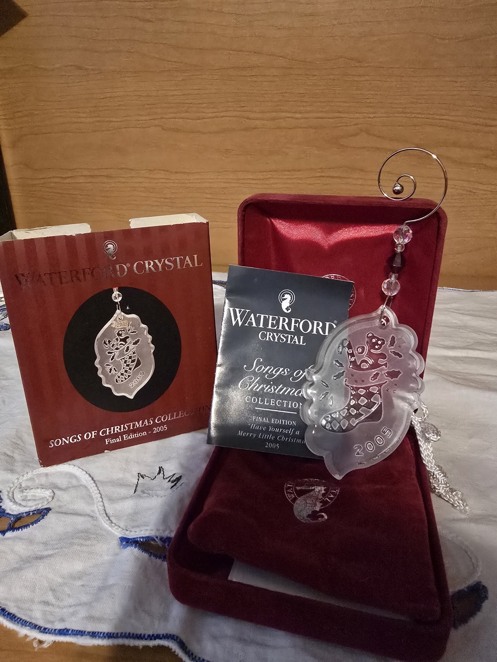 Waterford Crystal Clear Frosted Stocking Ornament with Gift Box